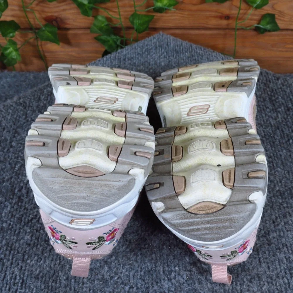 Skechers D'Lites Bright Blossoms Women Sneaker 7 Walking Pink Leather Floral